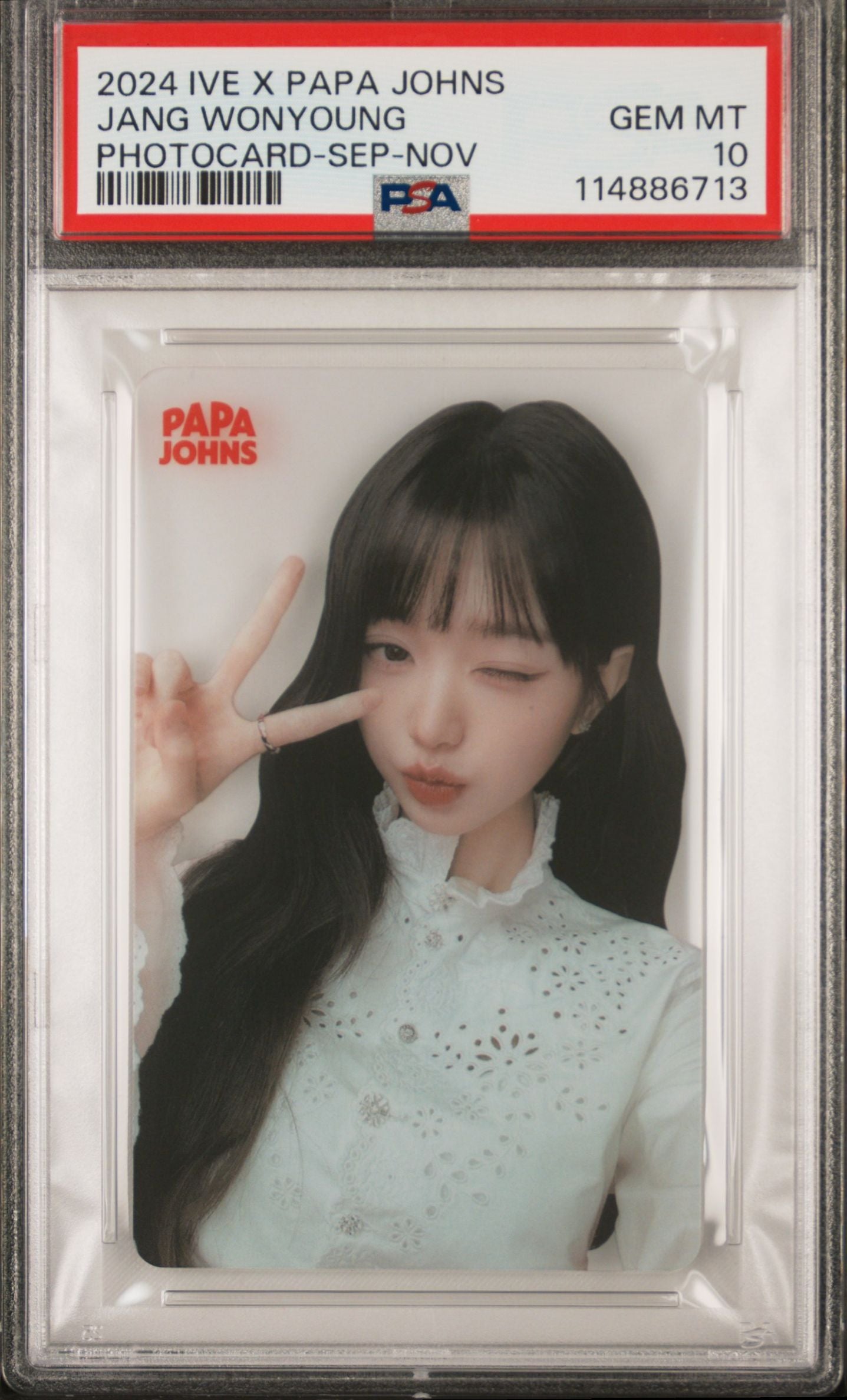 Jang Wonyoung IVE Papa Johns Clear card - PSA 10